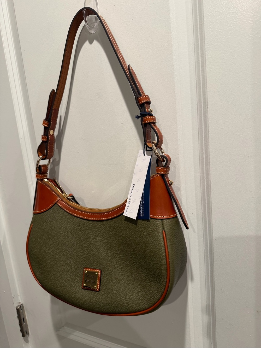 Dooney & Bourke Pebble Grain Small Hobo Shoulder Bag - Olive - Picture 2 of 12